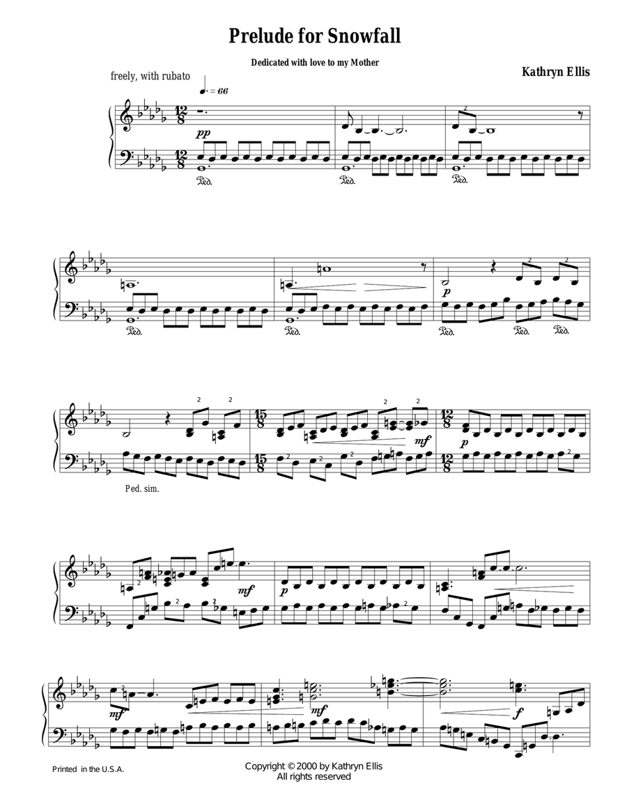 Prelude to a Snowfall Piano Solo scores gallery preview page 1
