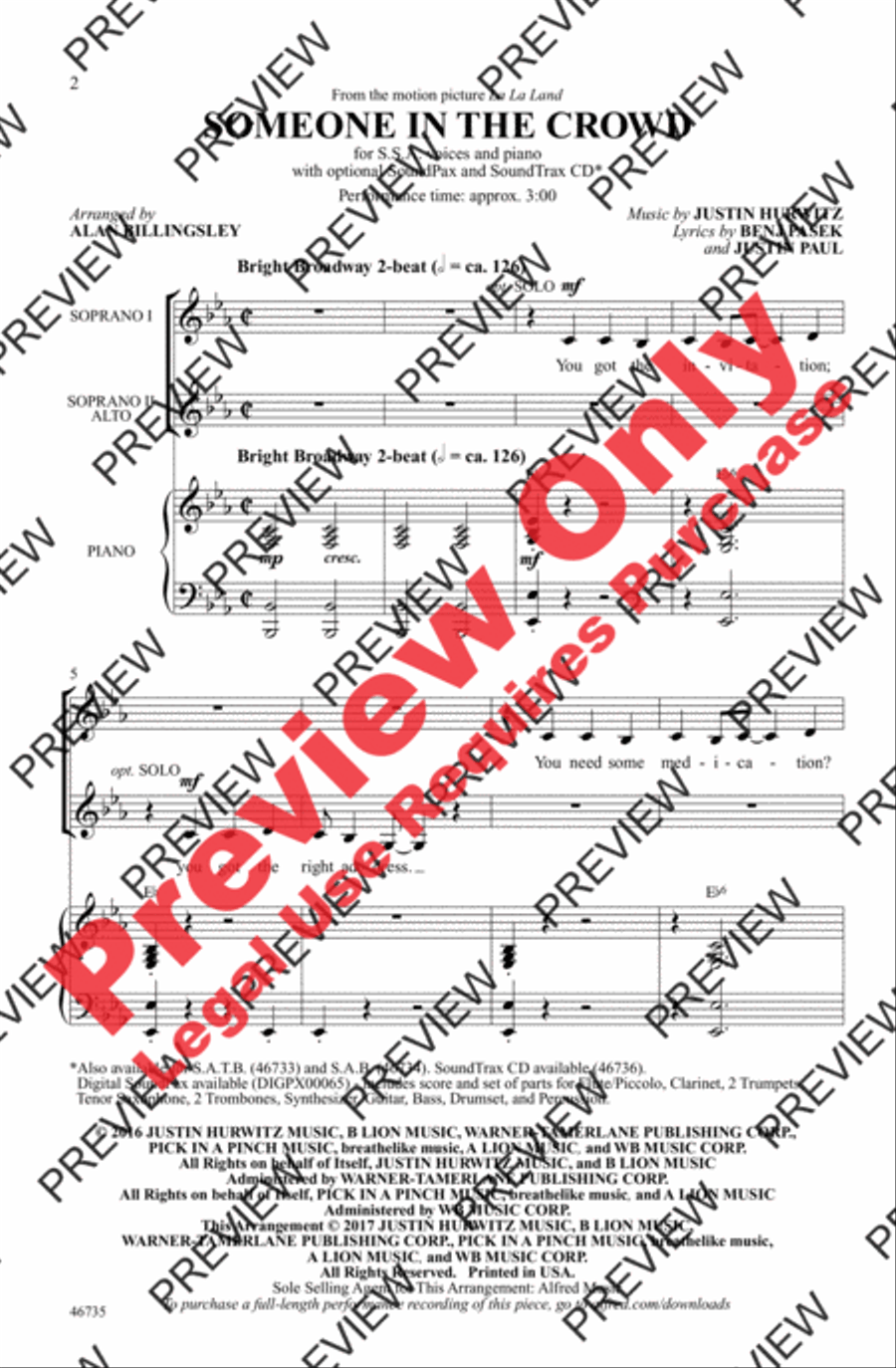 Someone in the Crowd by Pasek and Paul SSAA - Sheet Music page 2