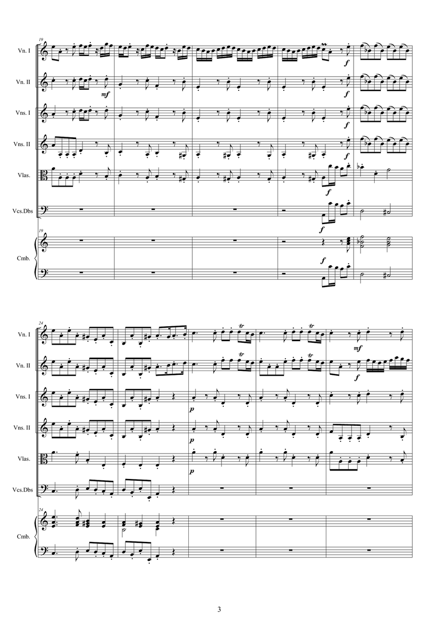 Vivaldi - Violin Concerto No.8 in A minor RV 522 Op.3 for Two Violins, Strings and Cembalo Chamber Orchestra scores gallery preview page 3