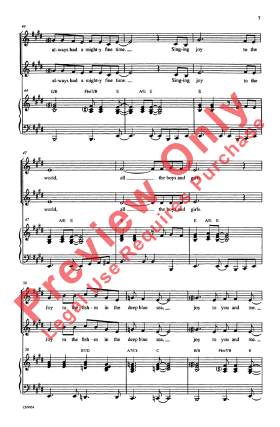 Joy to the World (Jeremiah Was a Bullfrog) Unison Choir scores gallery preview page 7