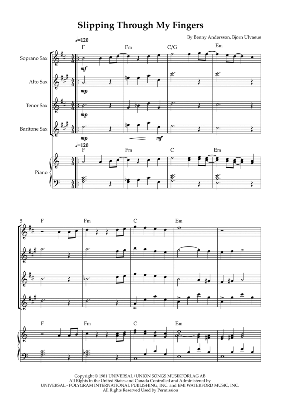 MY FINGERS Sheet Music to download and print