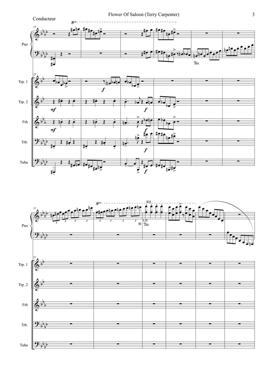 Flower of Saloon, for brass quintet and piano Brass Quintet scores gallery preview page 3