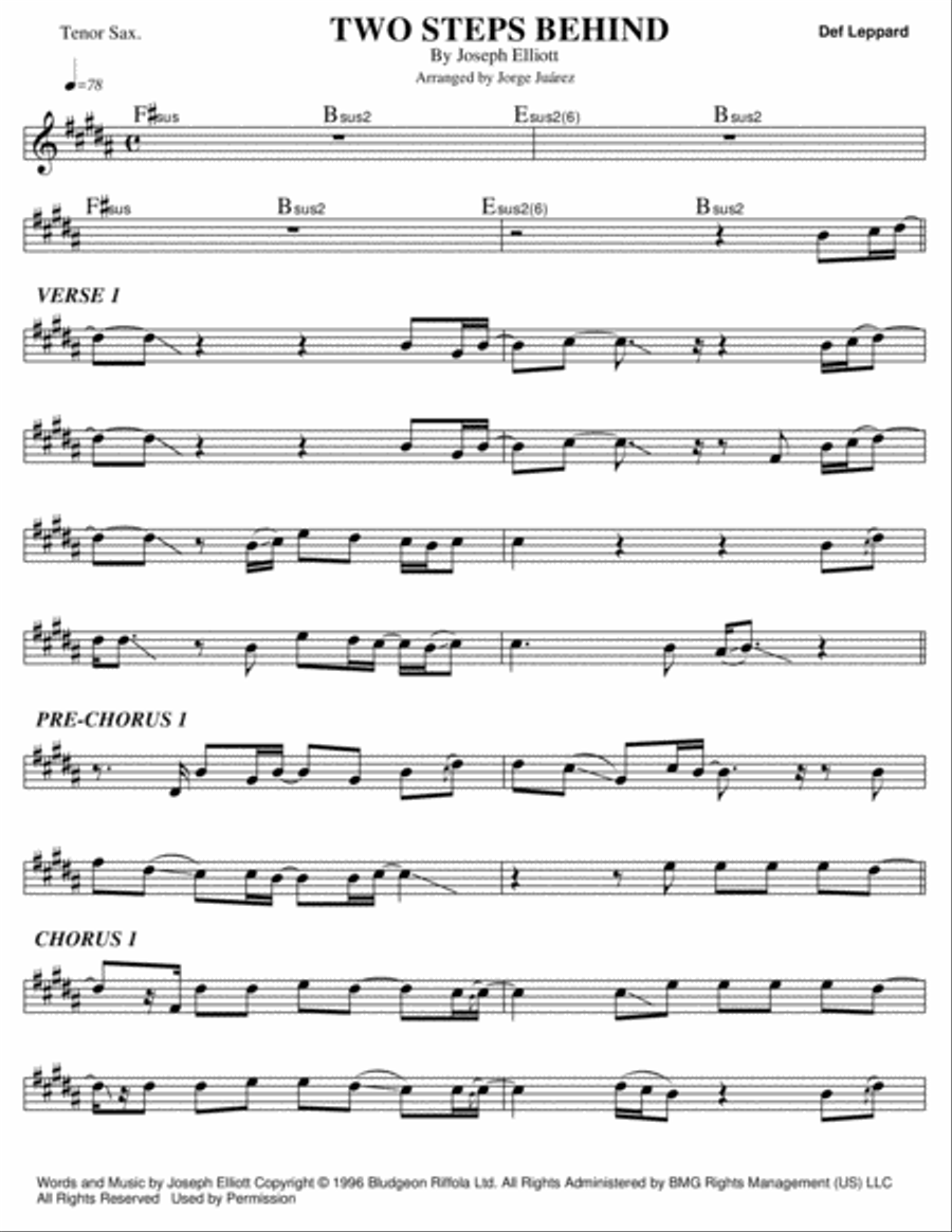 Two Steps Behind Tenor Saxophone scores gallery preview page 1