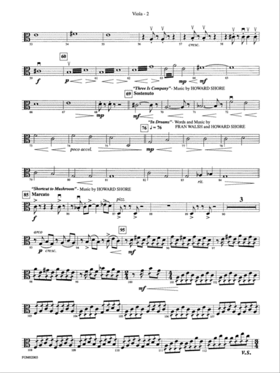 The Lord of the Rings: The Fellowship of the Ring, Symphonic Suite from: Viola Full Orchestra scores gallery preview page 2
