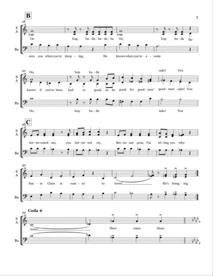 Santa Claus Is Comin' To Town 3-Part scores gallery preview page 3