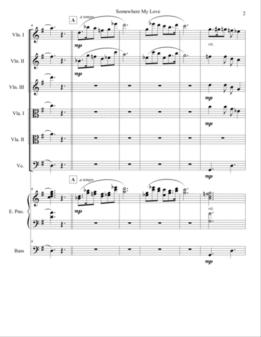 Somewhere, My Love Chamber Orchestra scores gallery preview page 2