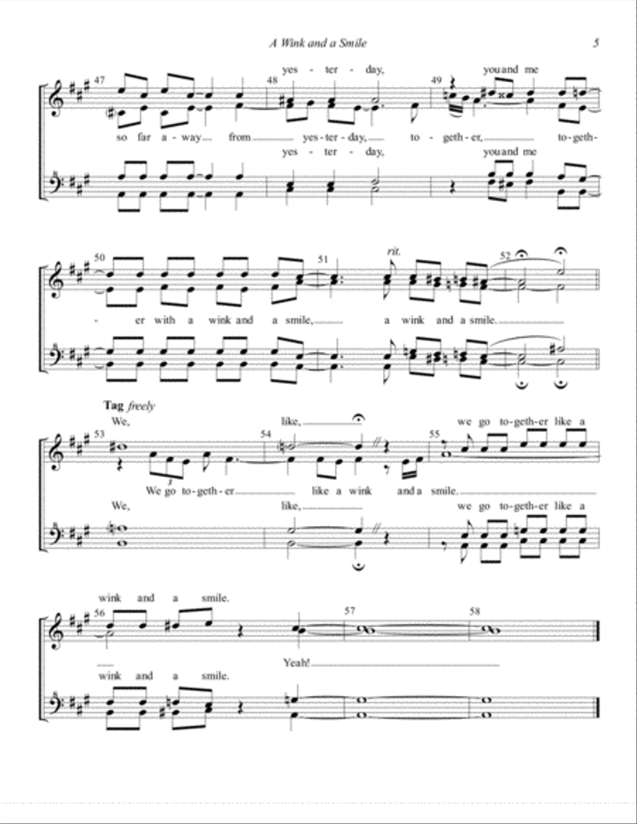 A Wink And A Smile (arr. Kim Brittain) SSAA scores gallery preview page 5