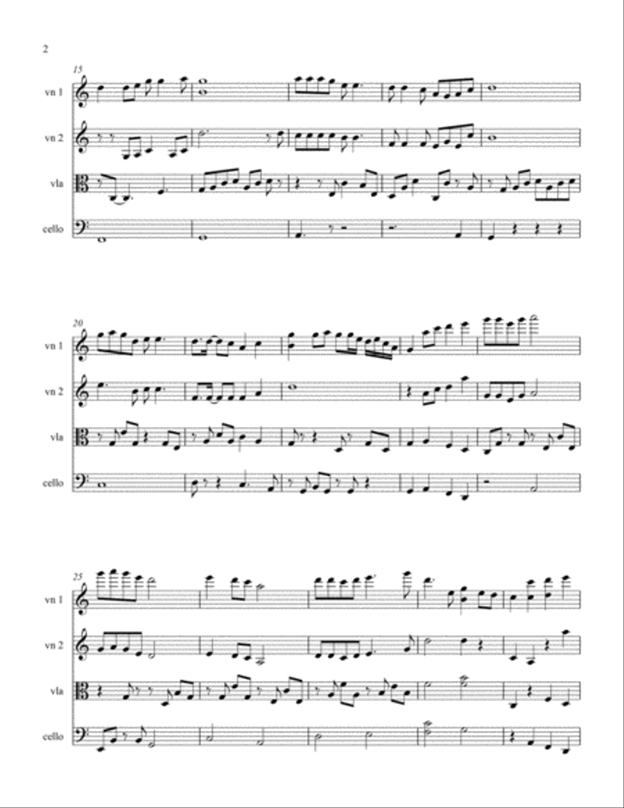 Friendship, a Chinese Song arranged for String Quartet String Quartet scores gallery preview page 2
