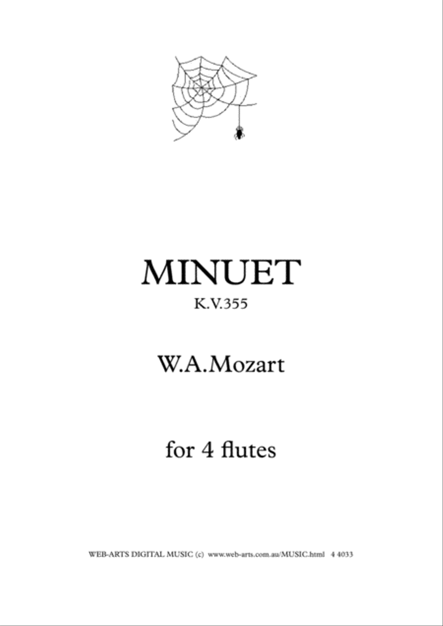 MINUET kv 355 for 4 flutes - MOZART Flute Quartet scores gallery preview page 1
