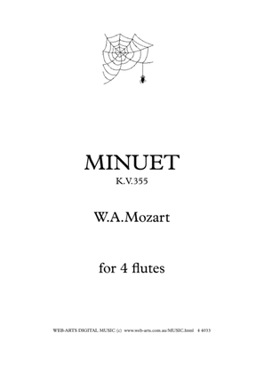 Book cover for MINUET kv 355 for 4 flutes - MOZART