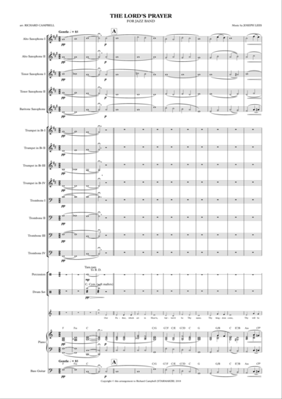 The Lord's Prayer Jazz Ensemble scores gallery preview page 2