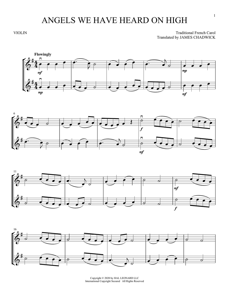 Angels We Have Heard On High String Duet scores gallery preview page 1