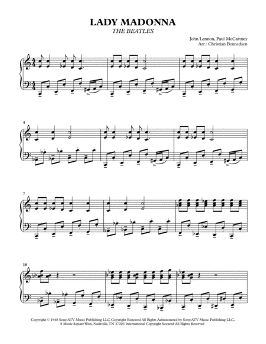 Lady Madonna Piano Solo scores gallery preview page 1