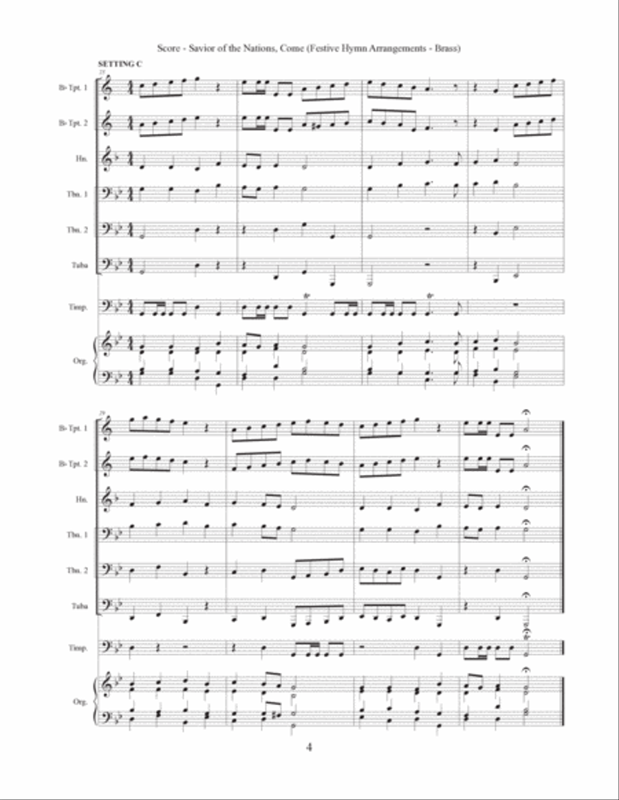 Savior of the Nations, Come (Brass, Timpani, Organ/Keyboard) Euphonium scores gallery preview page 5