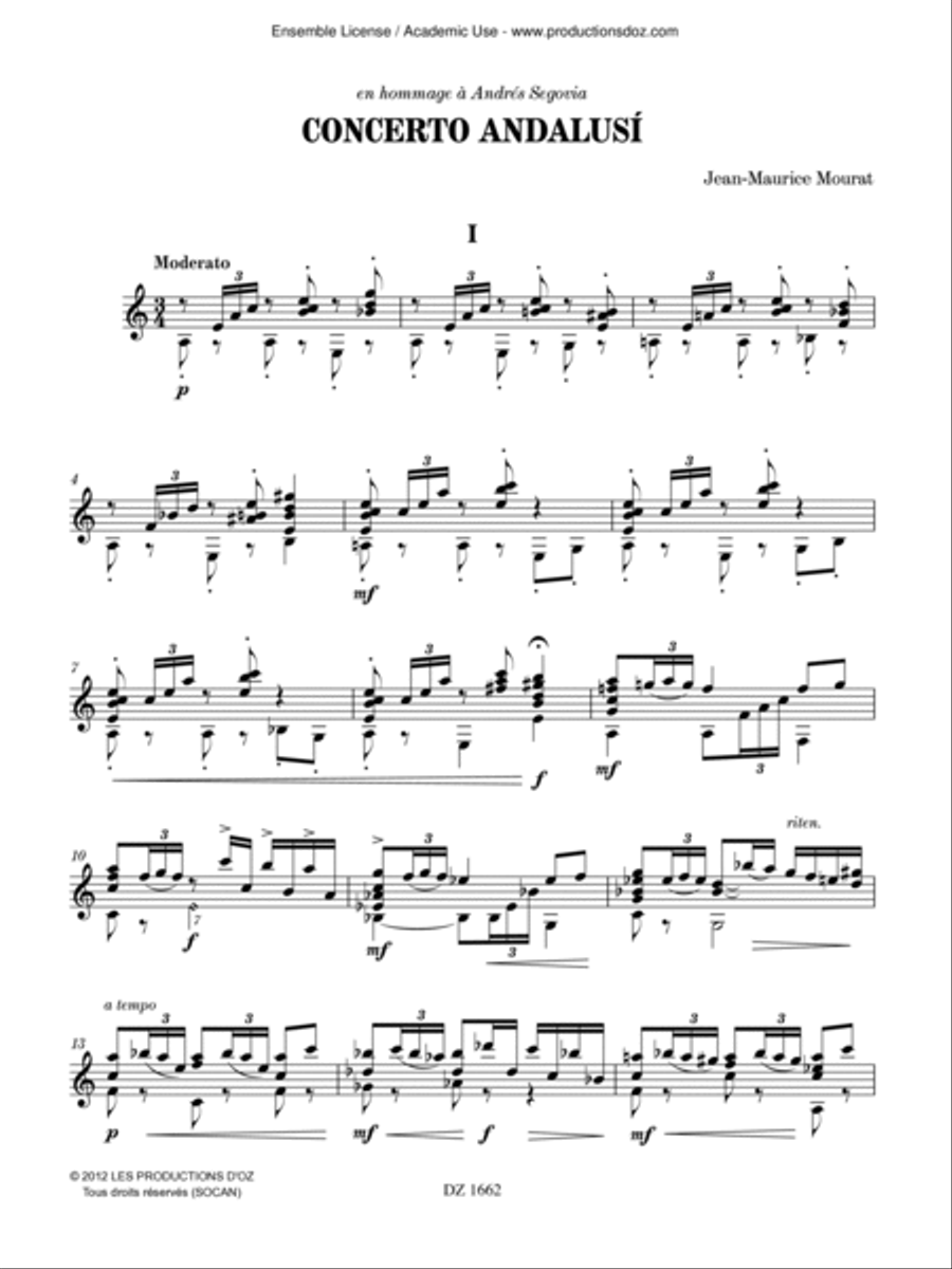 Concerto Andalusí Classical Guitar scores gallery preview page 3