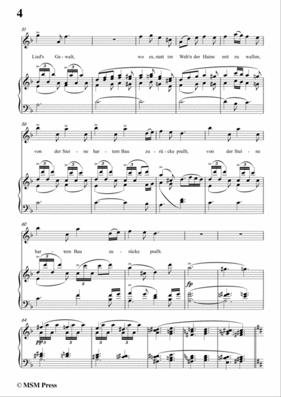 Schubert-Die Gefangenen Sänger,in B Major,for Voice&Piano Voice scores gallery preview page 6