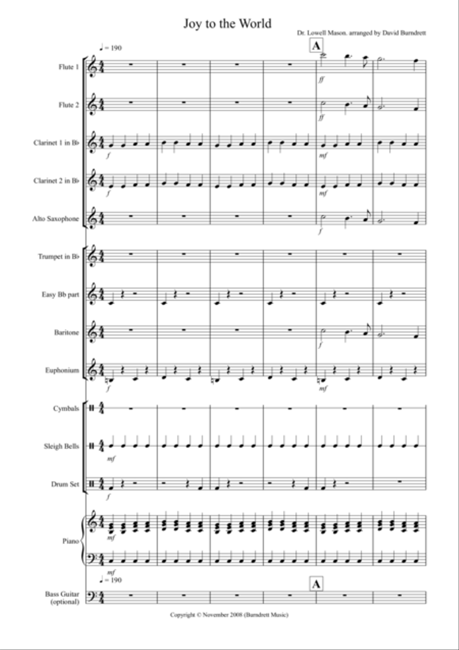 Joy to the world (Rock Style!) for School Wind Band Concert Band scores gallery preview page 1