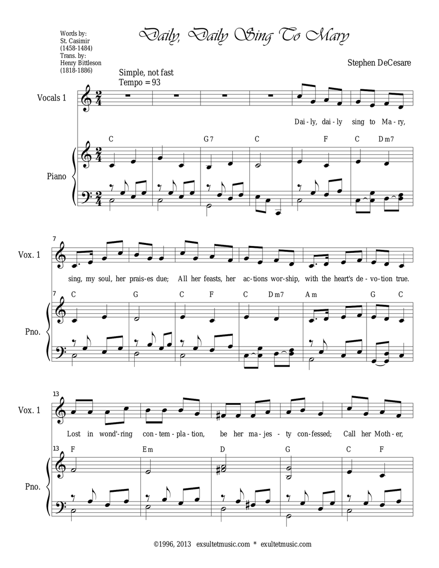 Daily, Daily Sing To Mary SSA scores gallery preview page 1