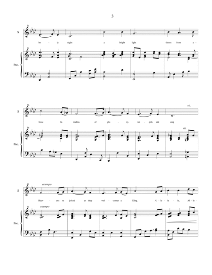 Alleluia (Silent Night) - vocal solo or duet for alto voice with piano accompaniment Alto Voice scores gallery preview page 4