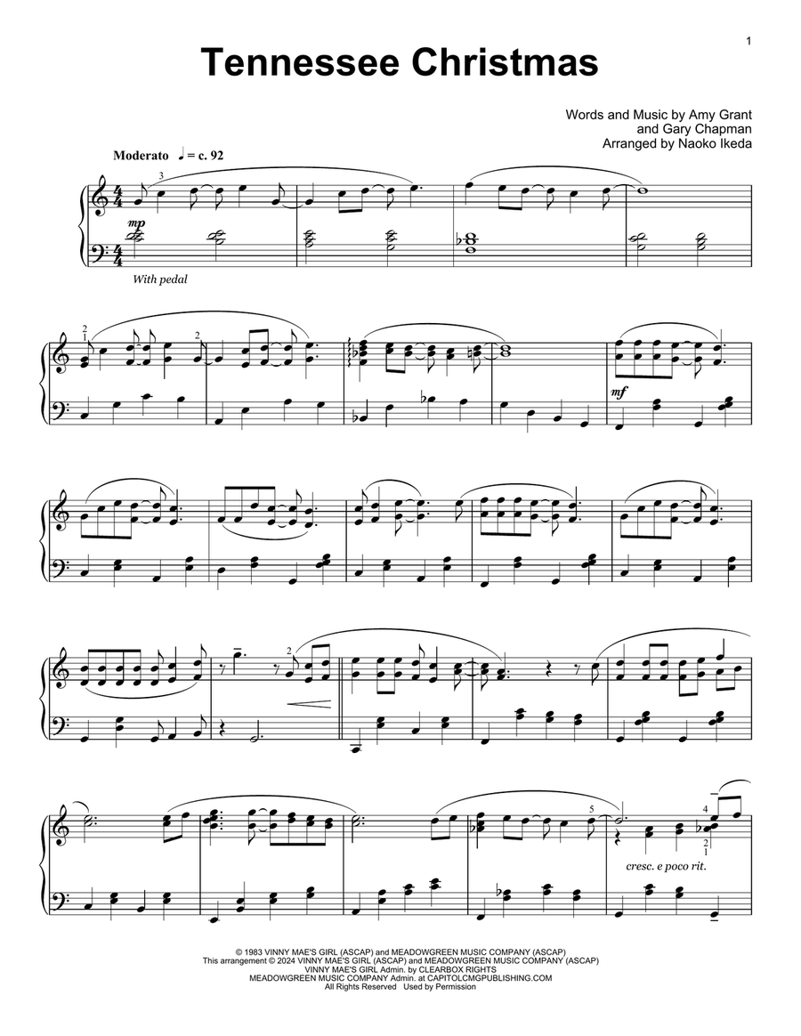 Tennessee Christmas (arr. Naoko Ikeda) Piano Method scores gallery preview page 1
