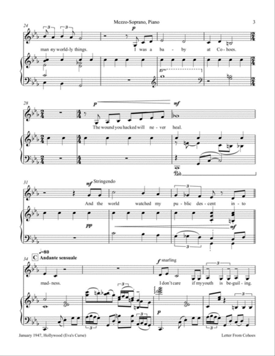 January 1947, Hollywood (Eva's Curse) Medium Voice scores gallery preview page 5