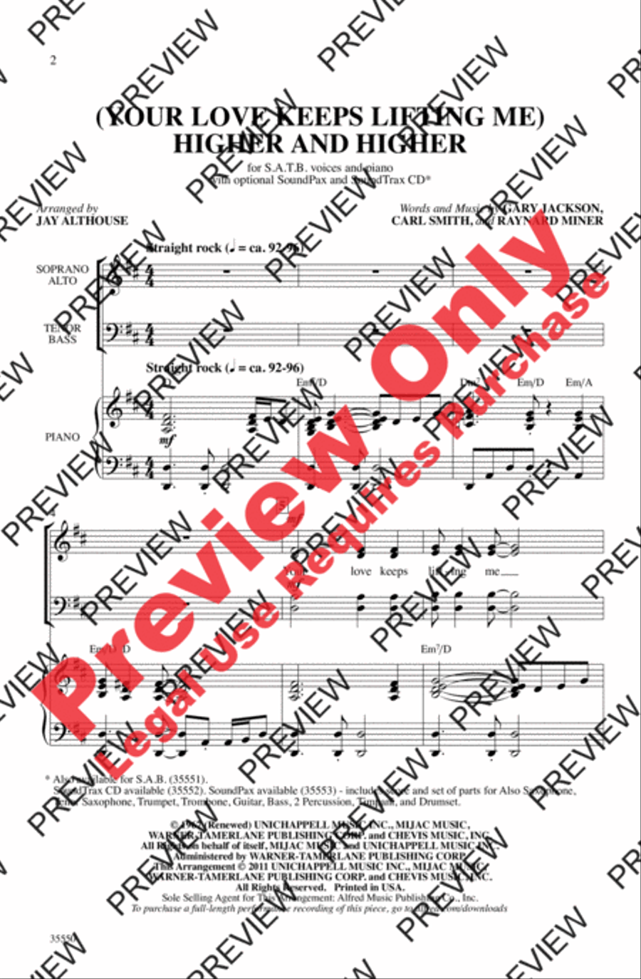 (Your Love Keeps Lifting Me) Higher and Higher 4-Part scores gallery preview page 2