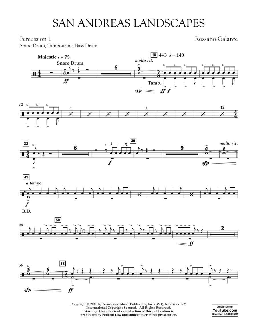San Andreas Landscapes - Percussion 1 Percussion scores gallery preview page 1