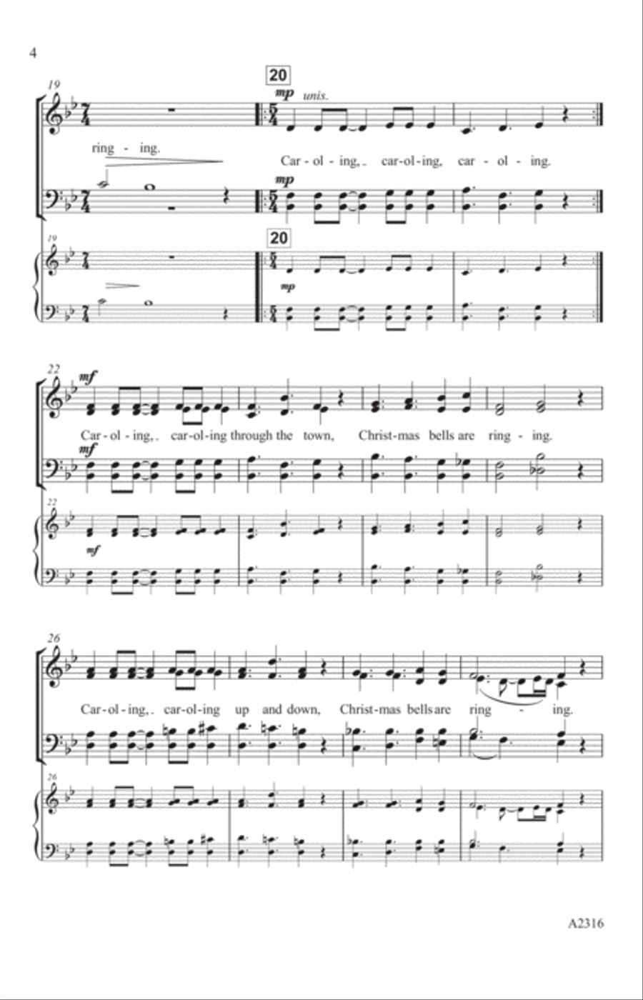 Caroling, Caroling (arr. Michele Weir) 4-Part scores gallery preview page 3