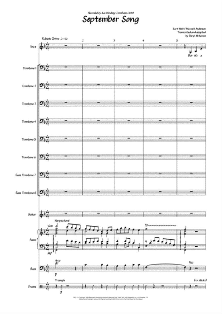 September Song September Song Trombone scores gallery preview page 1