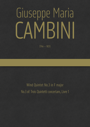 Book cover for Cambini - Wind Quintet No.3 in F major