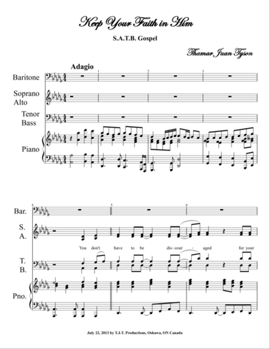 Keep Your Faith in Him 4-Part scores gallery preview page 1