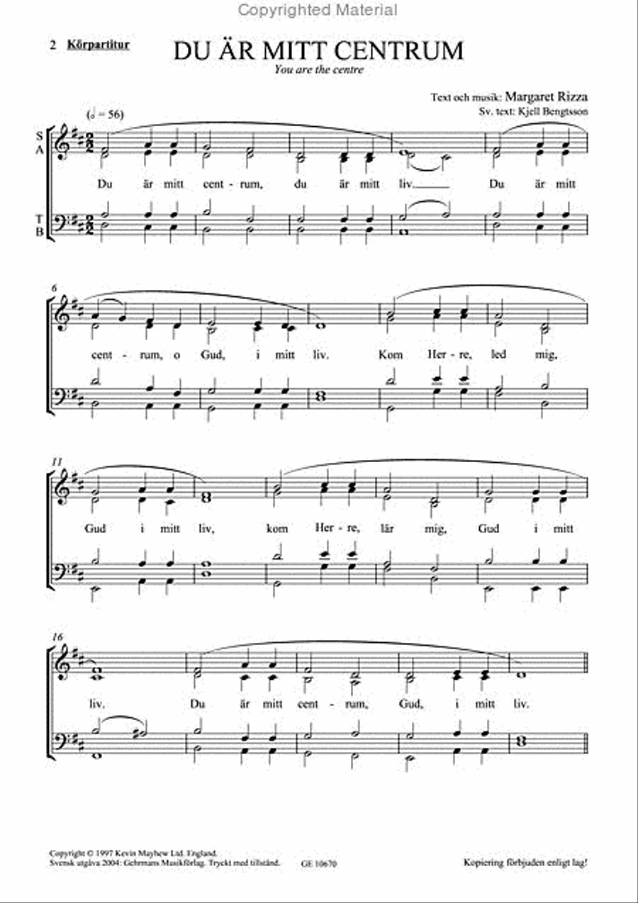 Du ar mitt centrum Du ar mitt centrum 4-Part scores gallery preview page 2