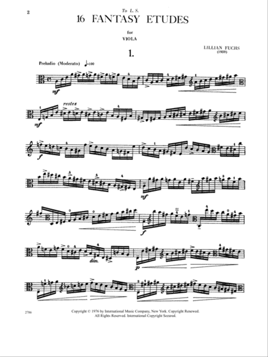 16 Fantasy Etudes Viola Solo scores gallery preview page 2