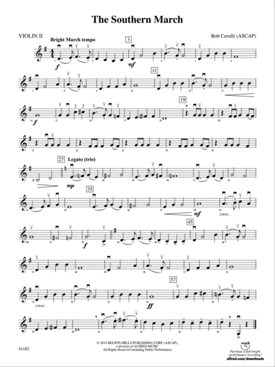 The Southern March: 2nd Violin String Orchestra scores gallery preview page 1