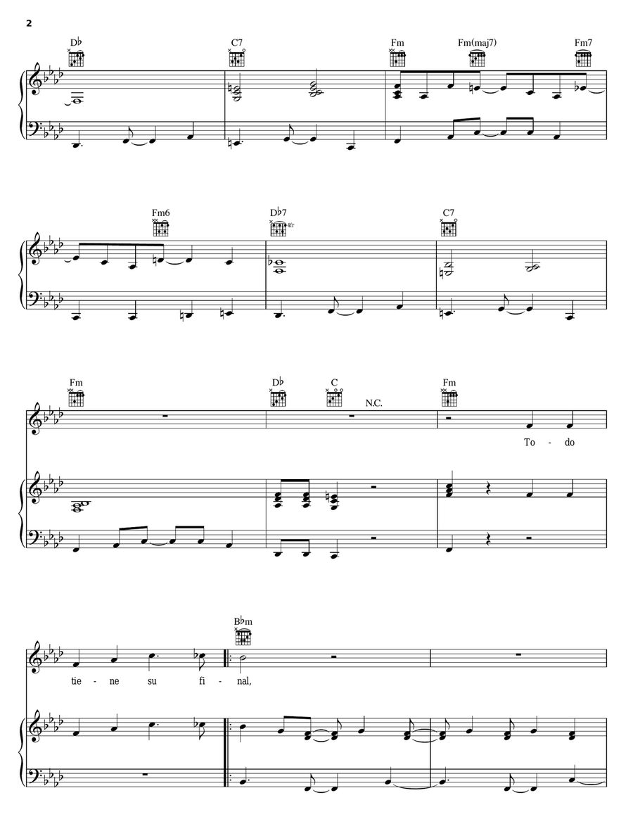 Todo Tiene Su Final Piano, Vocal, Guitar scores gallery preview page 2