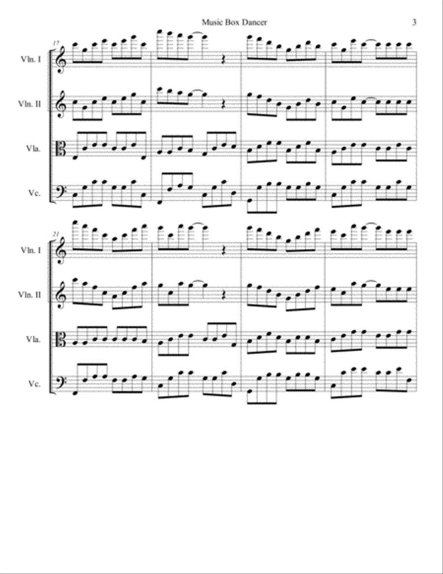 Music Box Dancer Music Box Dancer String Quartet scores gallery preview page 3