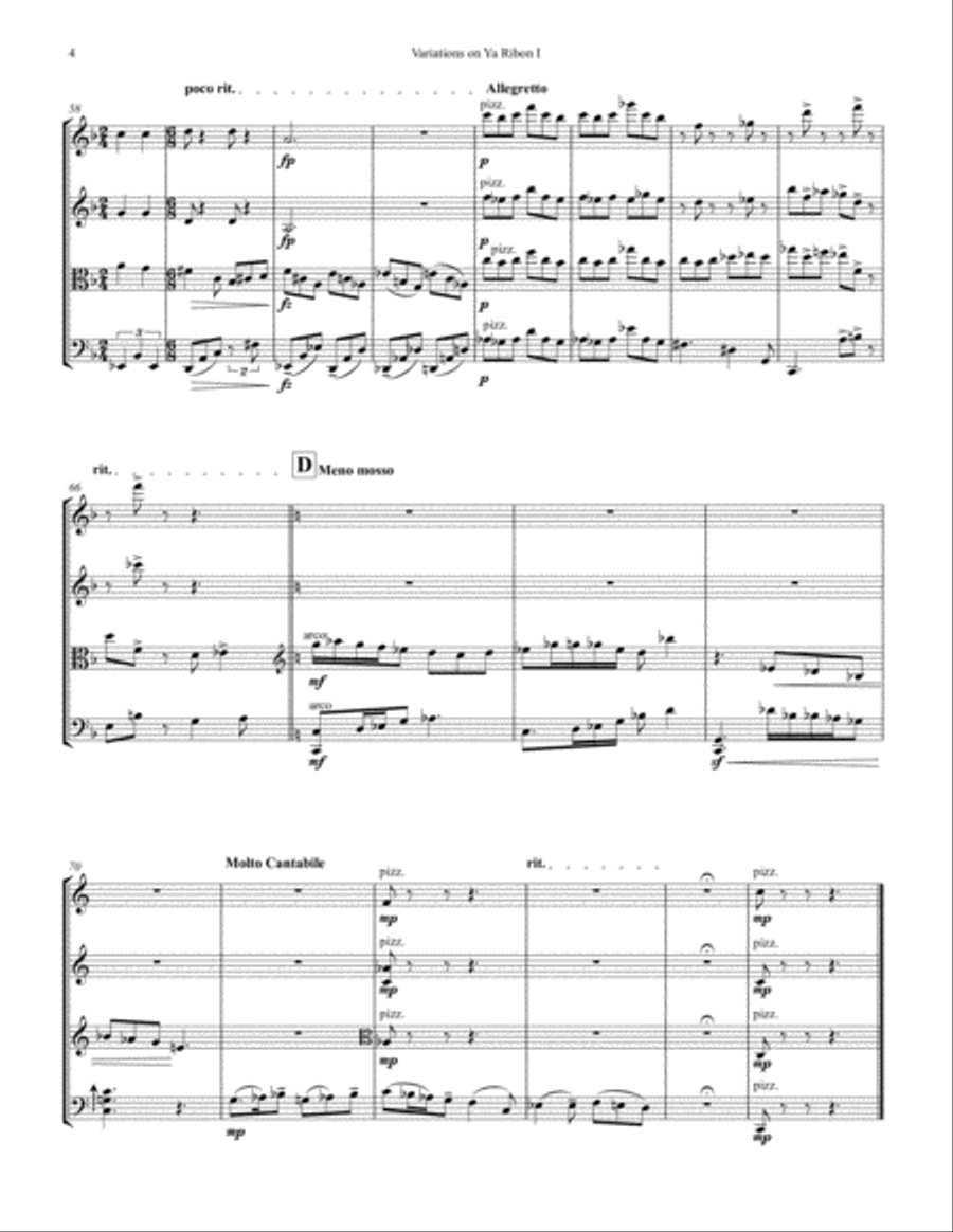 Variations On Ya Ribon String Quartet scores gallery preview page 4