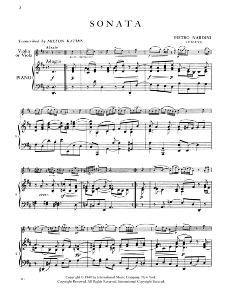 Sonata In D Major Piano Accompaniment scores gallery preview page 2