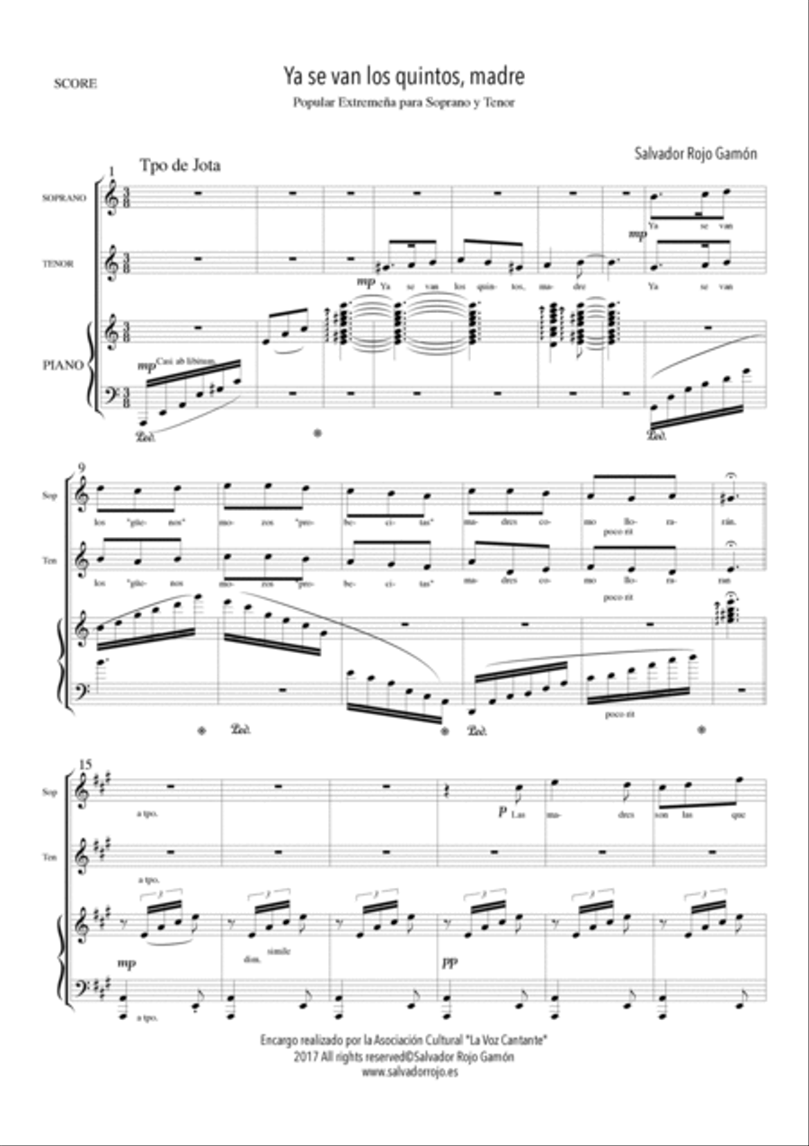 Ya se van los quintos, madre Tenor Voice scores gallery preview page 3