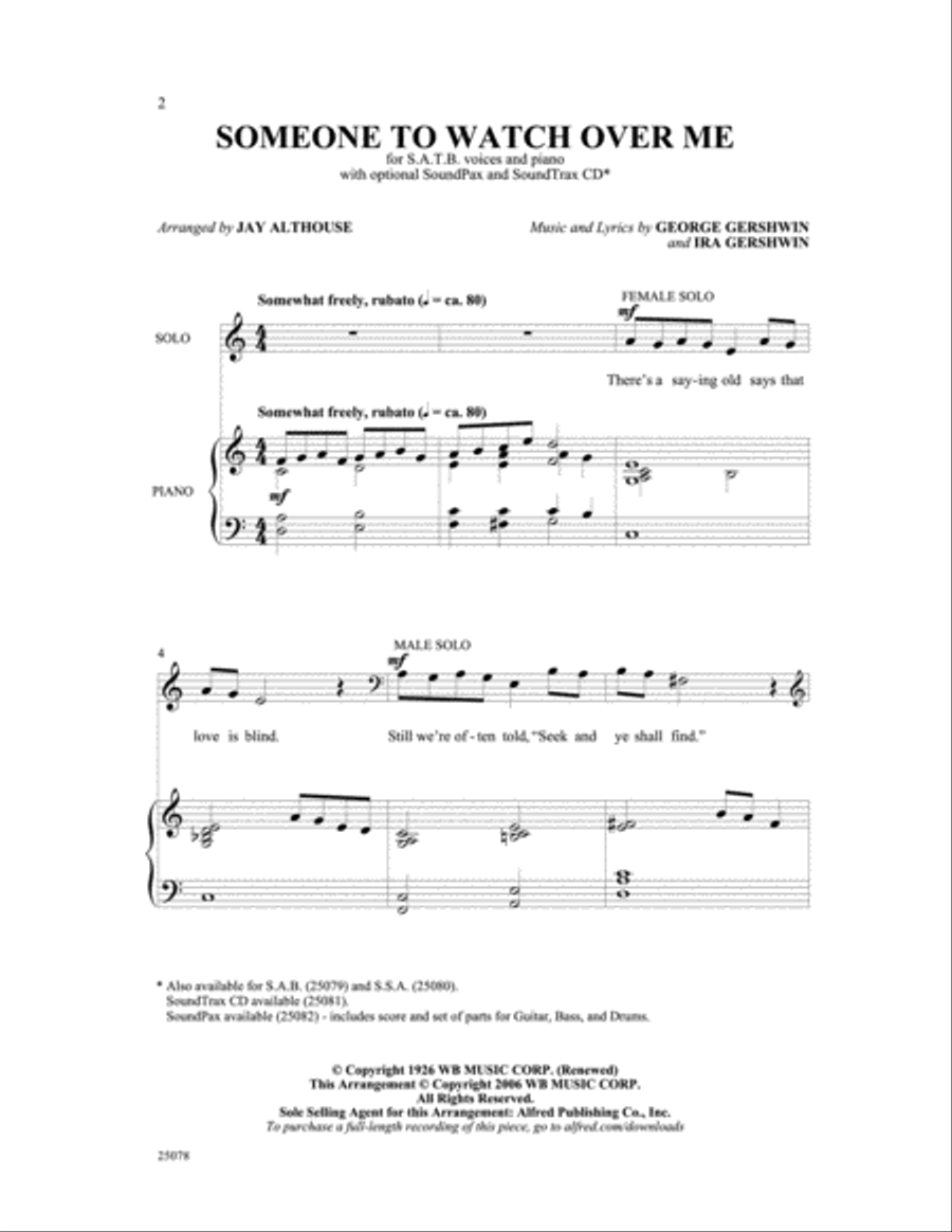 Someone to Watch Over Me Someone to Watch Over Me 4-Part scores gallery preview page 2