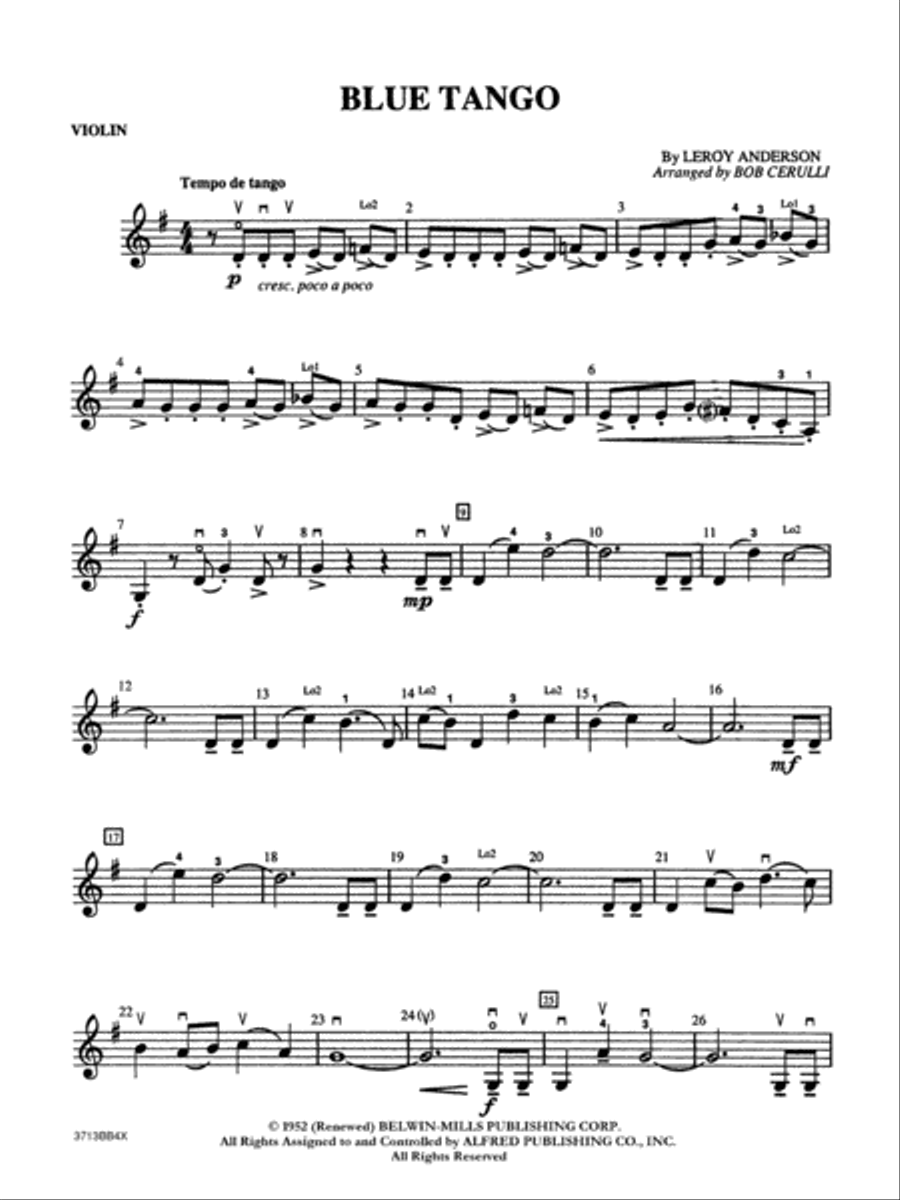 Blue Tango: 1st Violin Blue Tango: 1st Violin String Orchestra scores gallery preview page 1