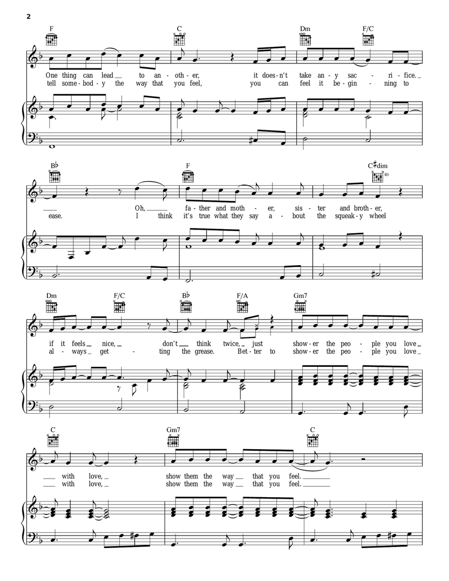 Shower The People Piano, Vocal, Guitar scores gallery preview page 2
