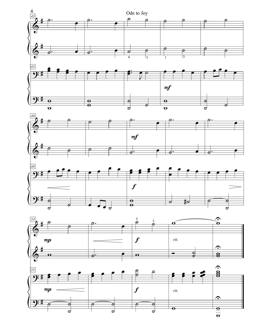 Ode to Joy (duet) Piano Method scores gallery preview page 4