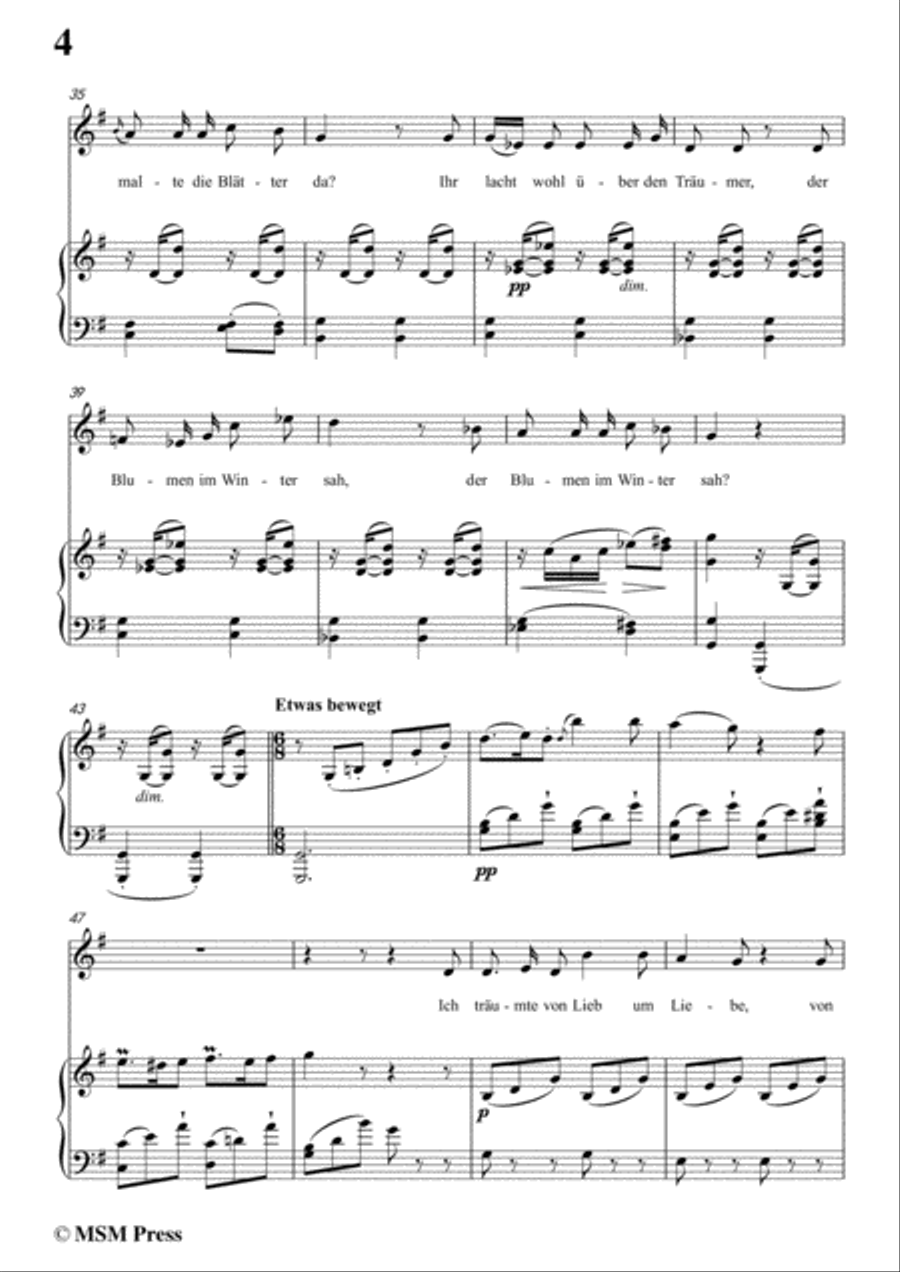 Schubert-Frühlingstraum,from 'Winterreise',Op.89(D.911) No.11,in G Major,for Voice&Piano Voice scores gallery preview page 6