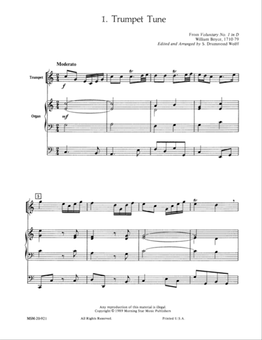 Three Trumpet Tunes for Solo Trumpet and Organ Trumpet Solo scores gallery preview page 1