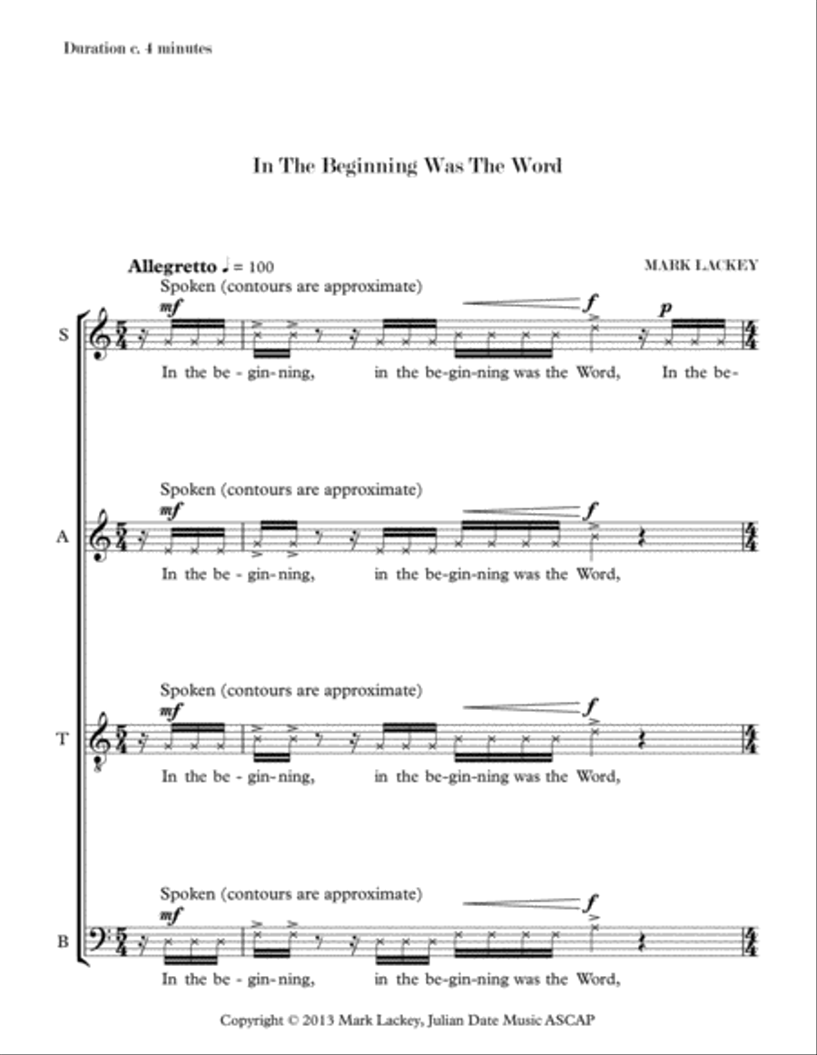 In The Beginning Was The Word 4-Part scores gallery preview page 3