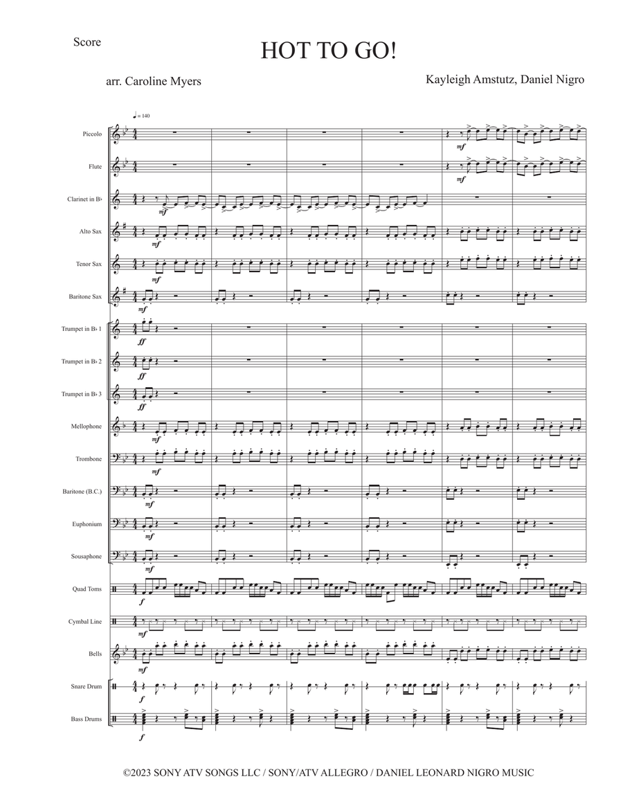 Hot To Go Marching Band scores gallery preview page 1