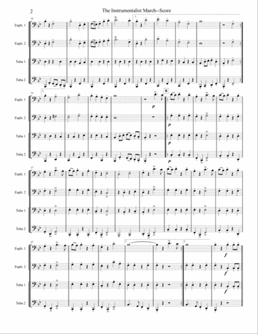 Instrumentalist March - Tuba/Euphonium Quartet Brass Ensemble scores gallery preview page 2