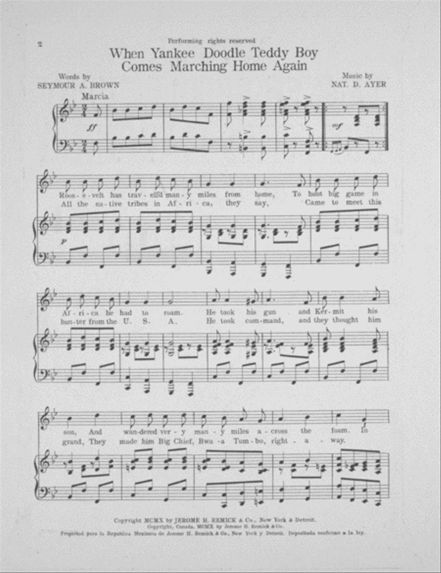 When yankee Doodle Teddy Boy Comes marching Home Again Voice scores gallery preview page 2