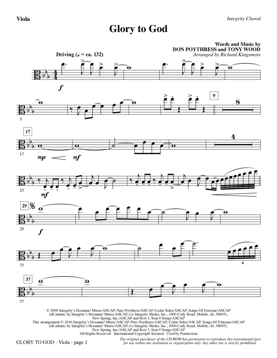 Glory To God - Viola Choir scores gallery preview page 1